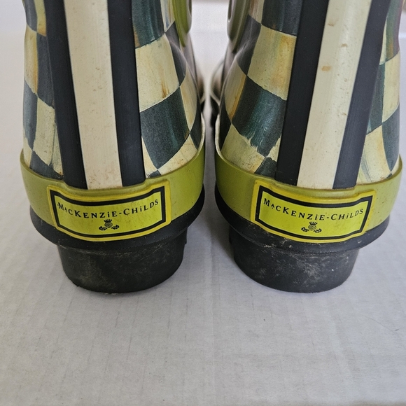 MacKenzie-Childs Courtly Check Short Ankle Rain Boots - Picture 10 of 13